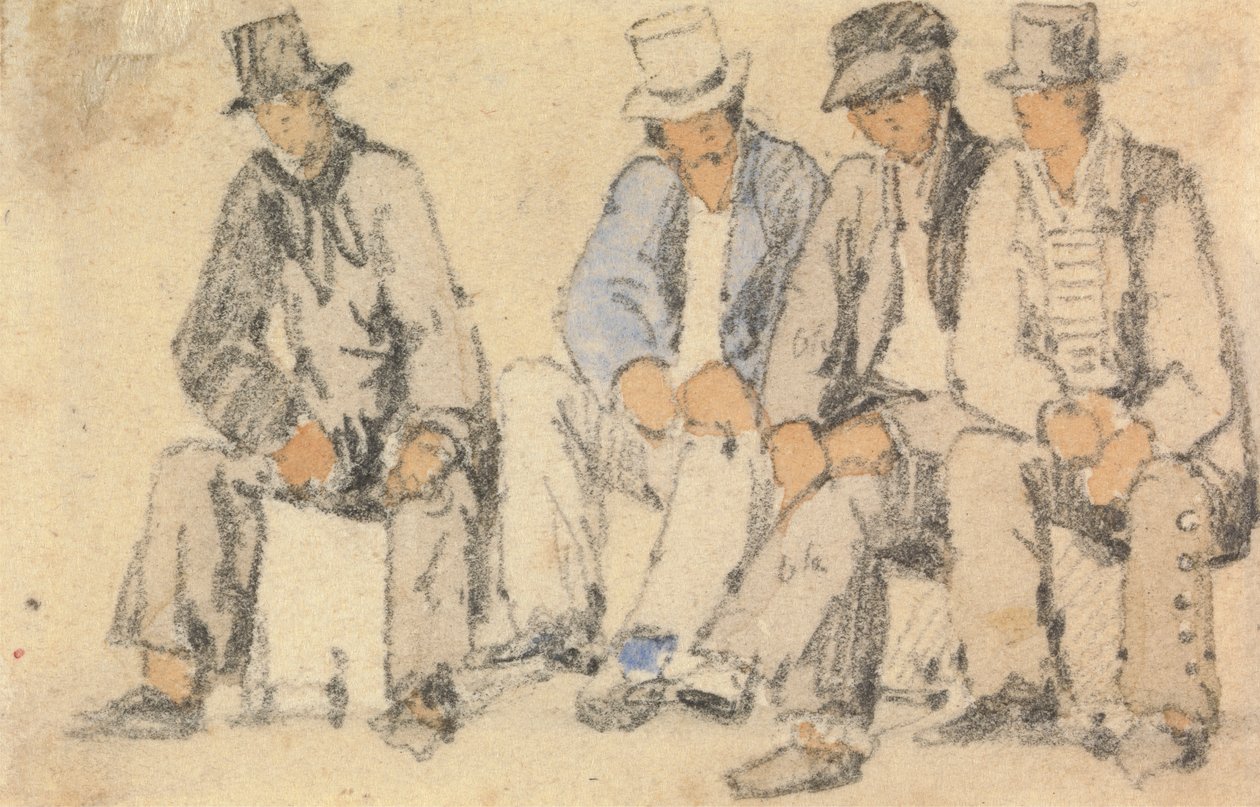 Groupe de quatre hommes assis - Samuel Prout