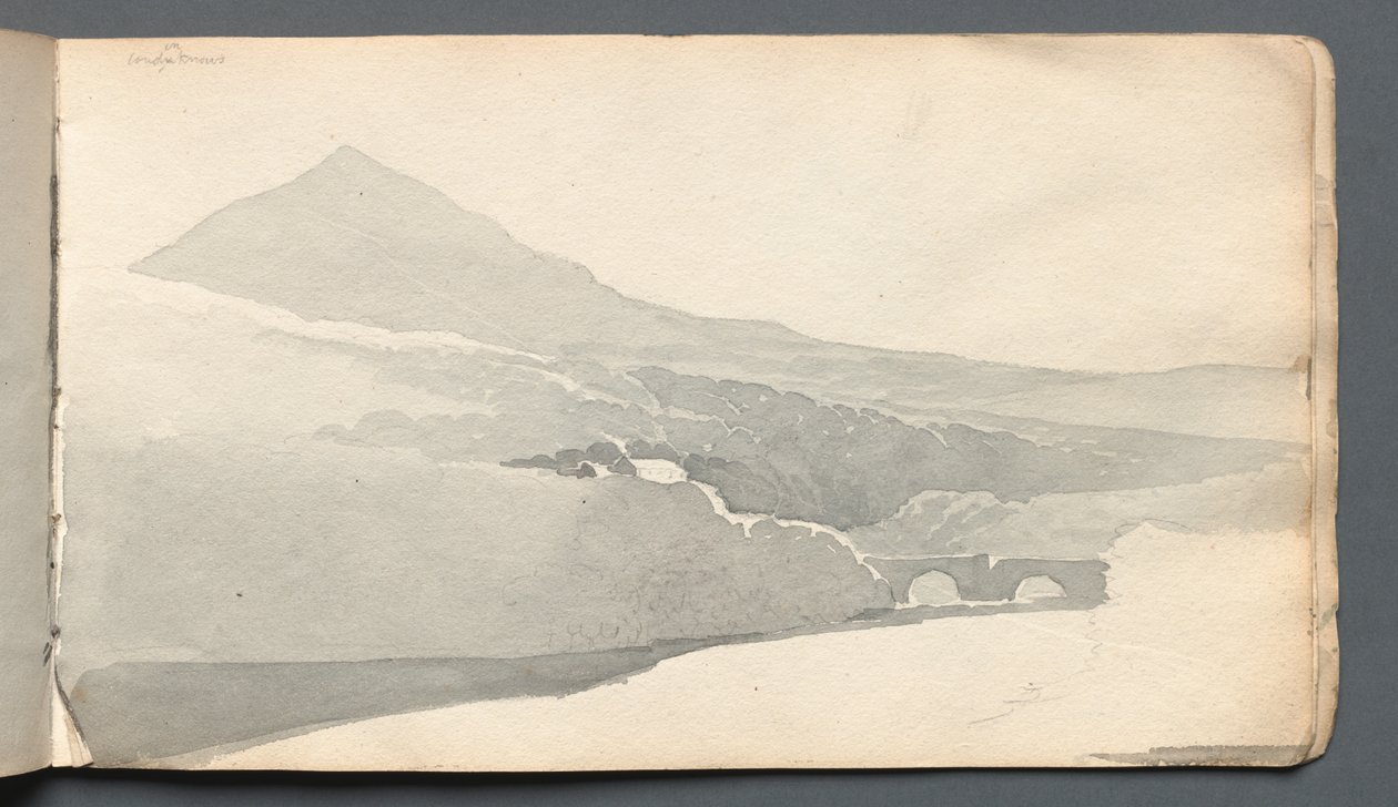 Carnet de croquis : "Paysage montagneux avec pont" - Samuel Prout