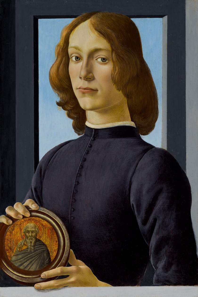 Jeune homme tenant un médaillon, vers 1480 - Sandro Botticelli