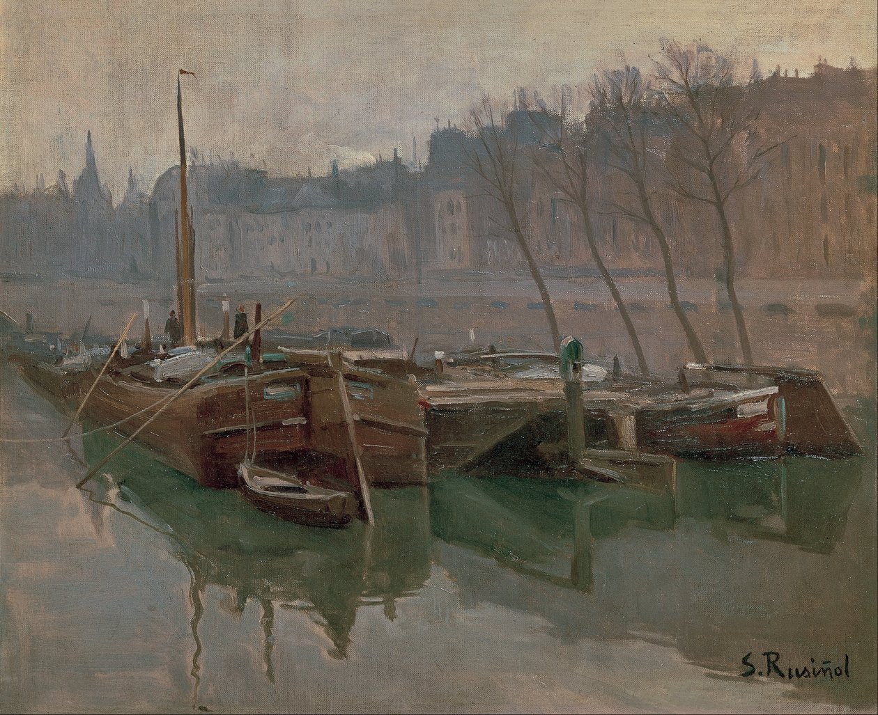 Bateaux sur la Seine - Santiago Rusiñol