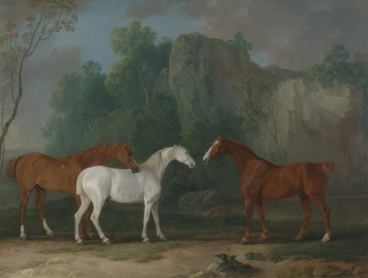 Trois chasseurs dans un paysage rocheux - Sawrey Gilpin