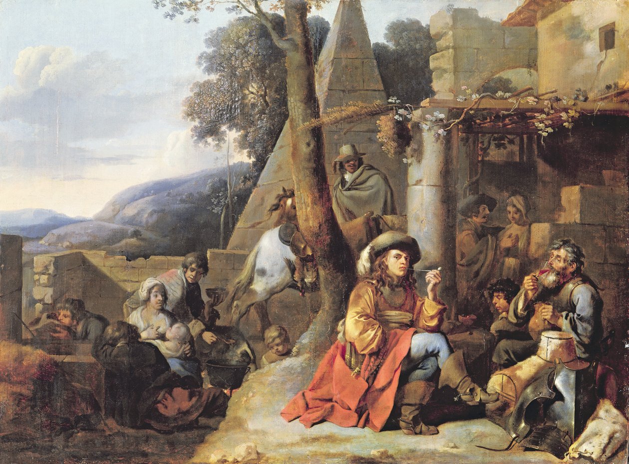 Bohémiens et soldats au repos - Sébastien Bourdon