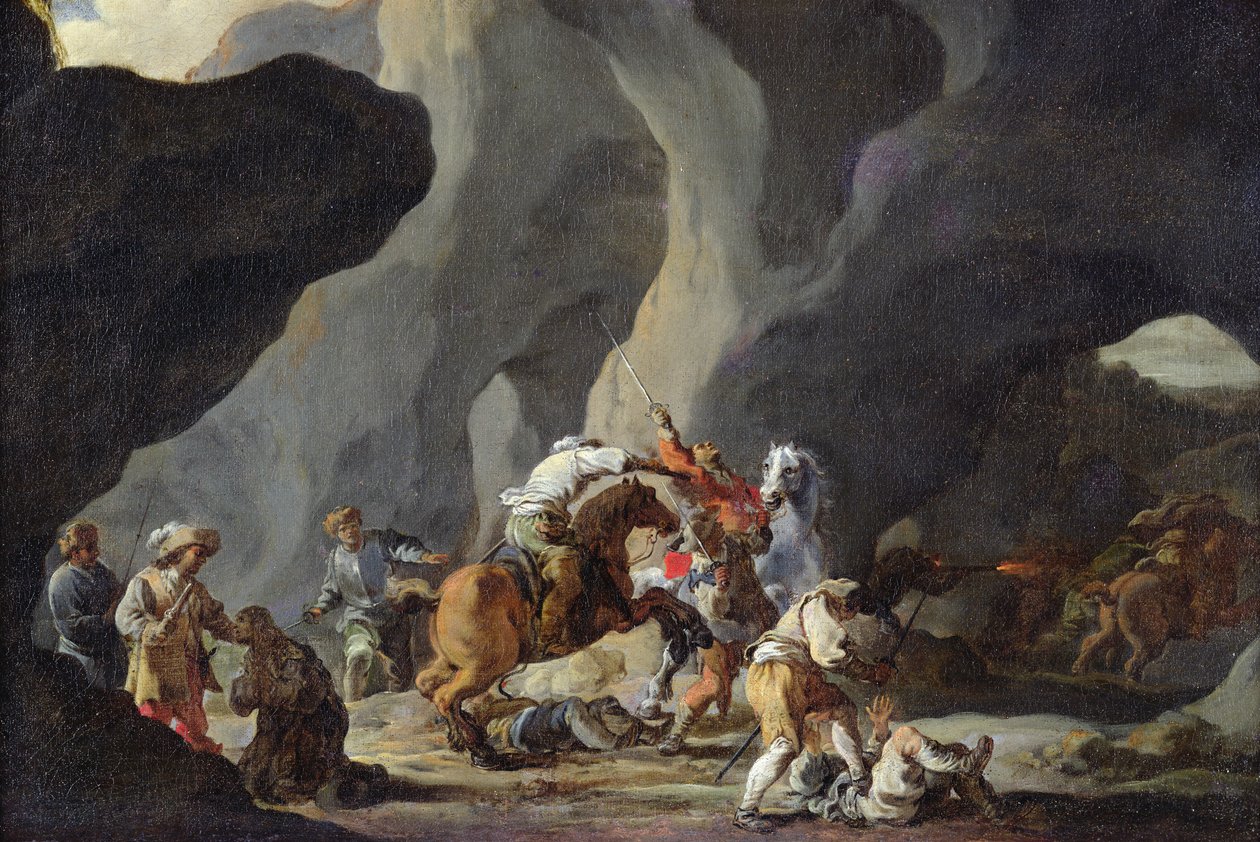 Attaque des voyageurs, c.1634-37 - Sébastien Bourdon