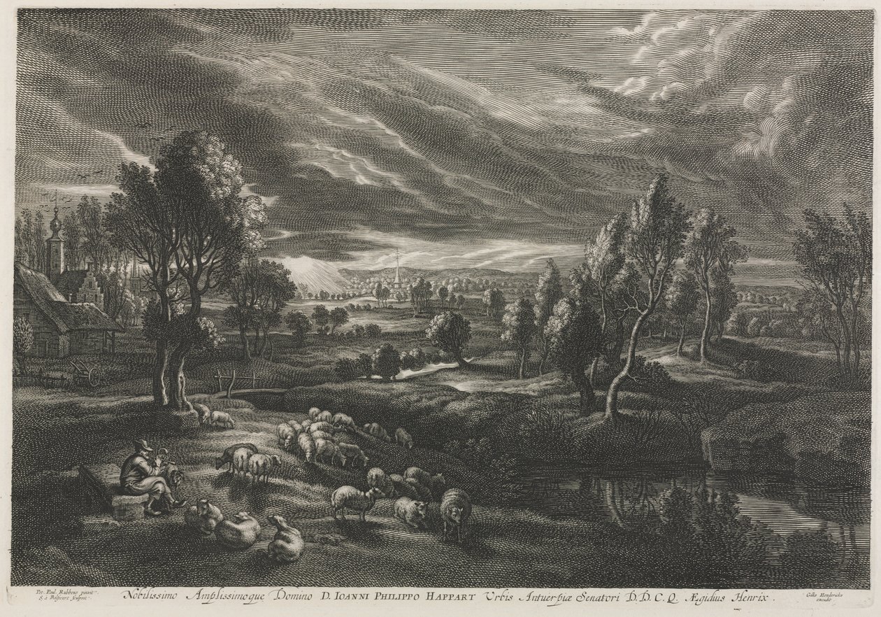 Paysage avec berger jouant de la flûte - Schelte Adams Bolswert