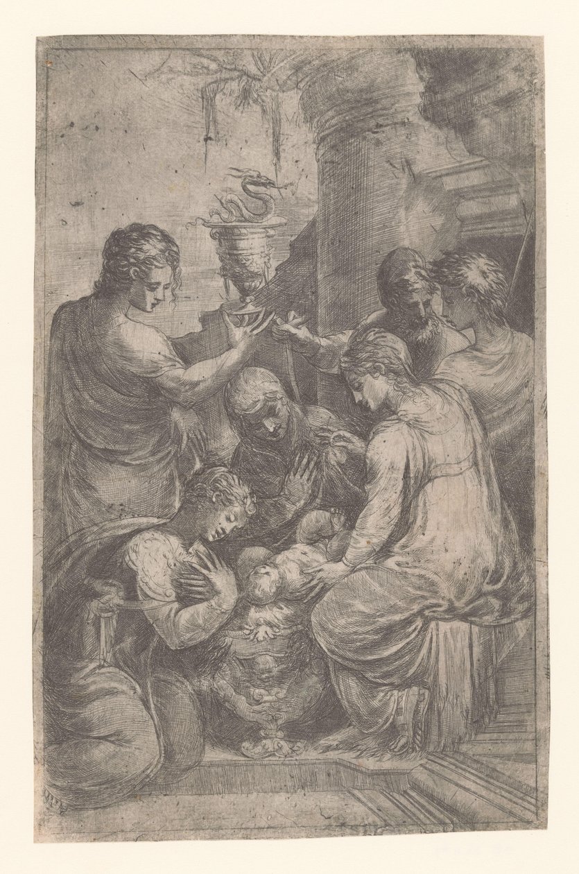 Jésus dans la crèche avec des saints - Schiavone