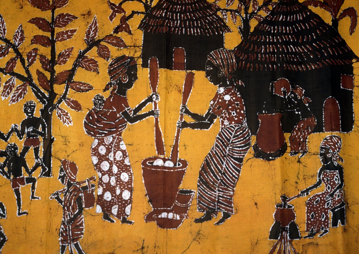 Tissu réalisé avec la technique du batik, artisanat du Togo - School African