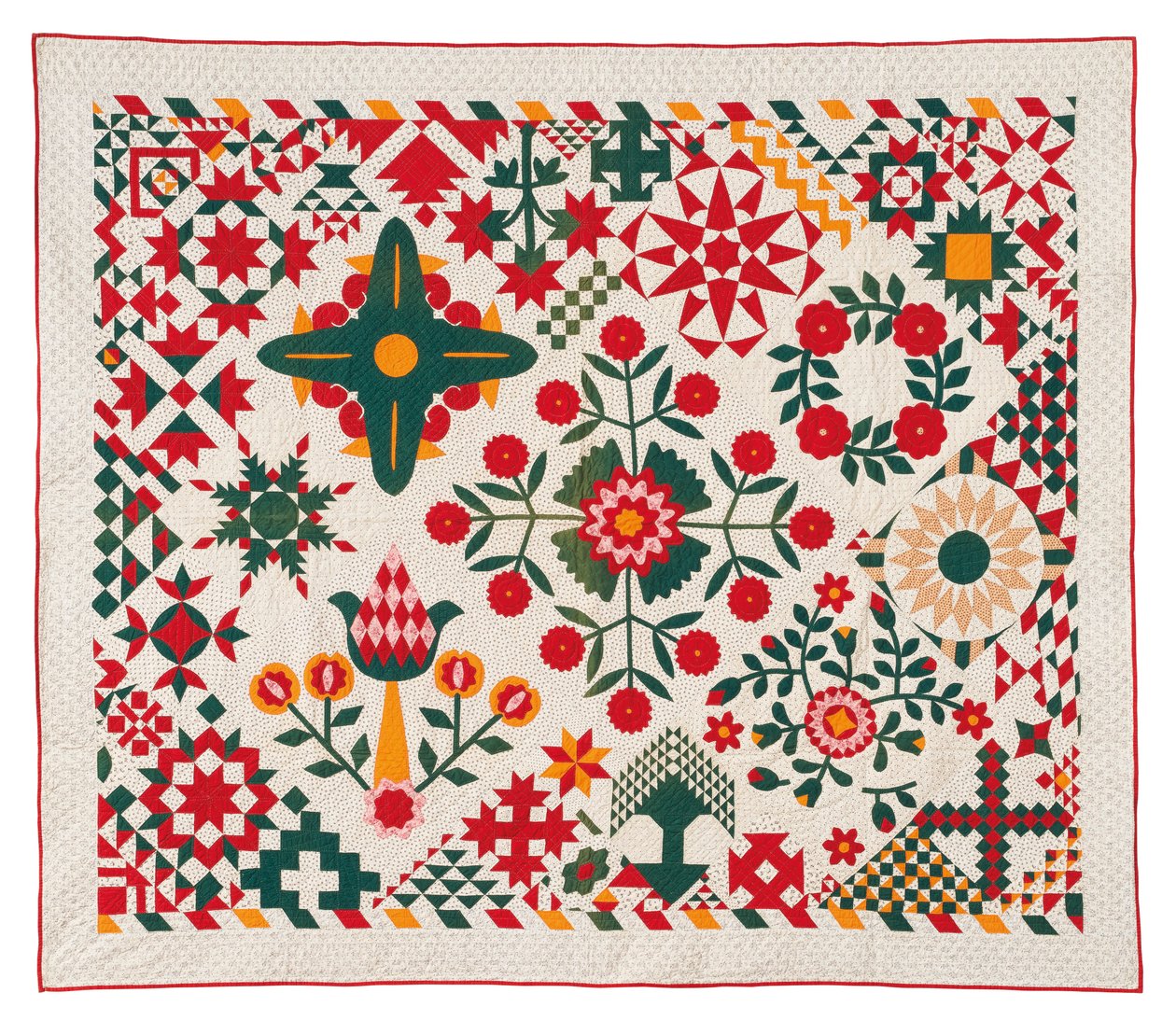 Un quilt appliqué floral, possiblement de Pennsylvanie - School American