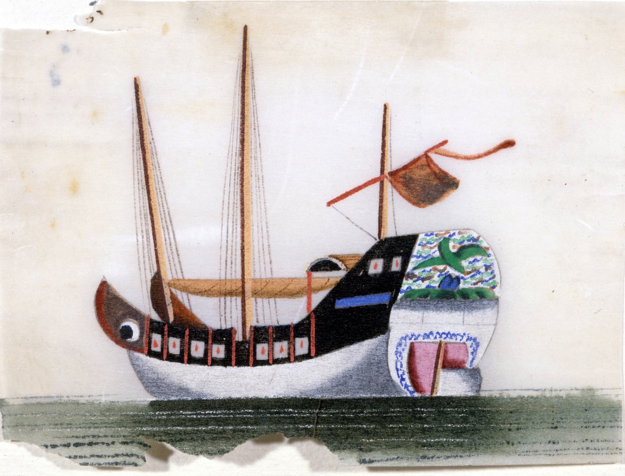 Jonque chinoise. Peinture sur papier de riz - School Chinese