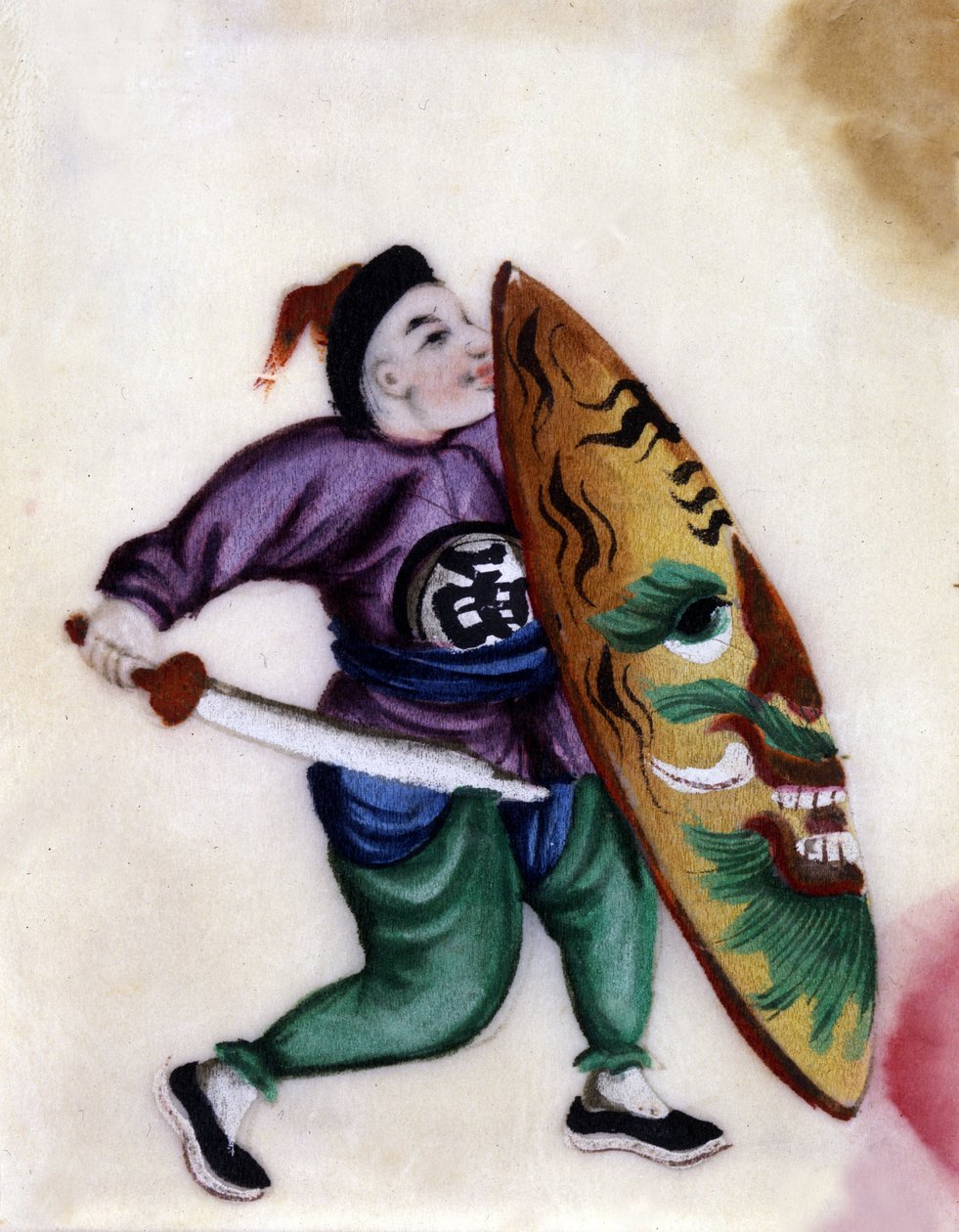Soldat chinois avec épée et bouclier. - School Chinese
