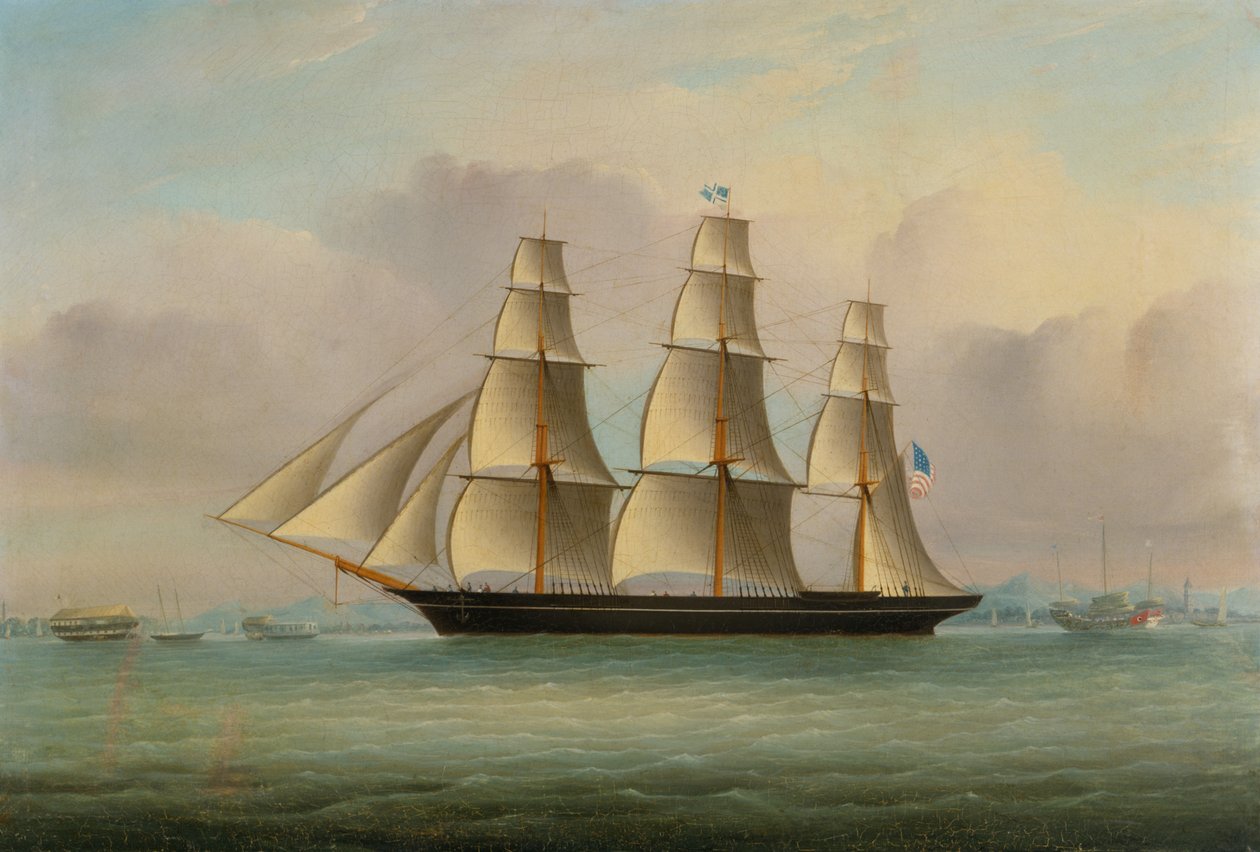 Clipper Ship "Sea Witch" (huile sur toile) - School Chinese
