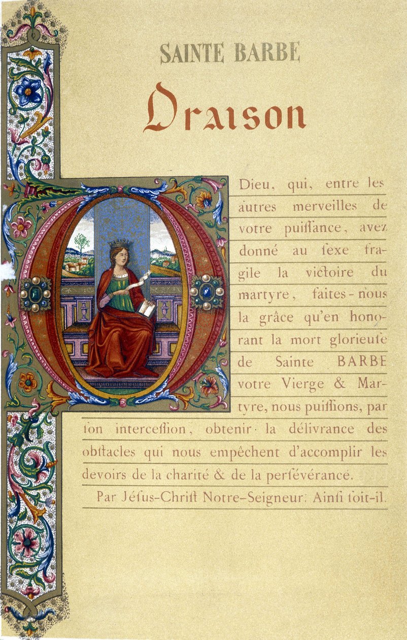 Prière de la Sainte Barbe. - School French