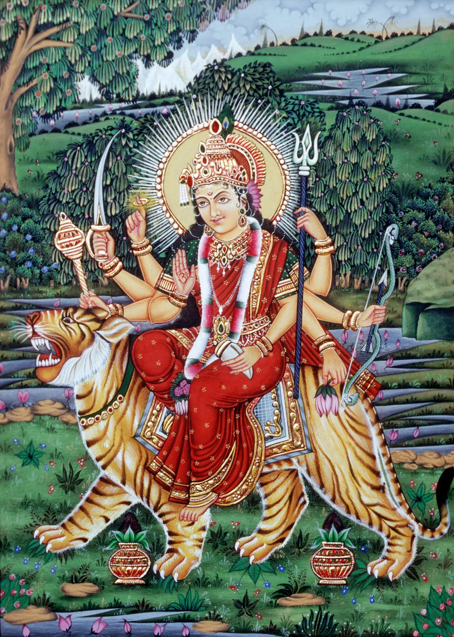 Déesse Durga Peinture miniature - School Indian