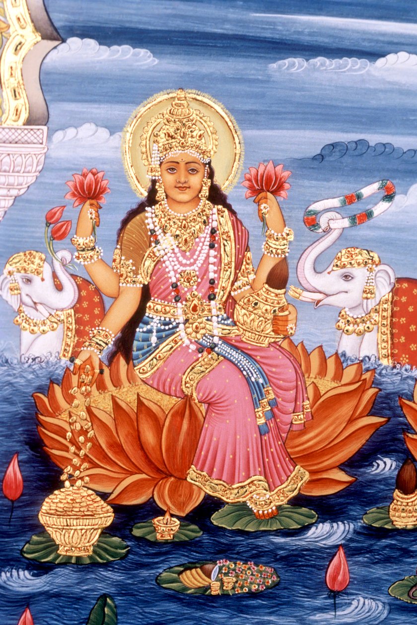 Peinture miniature de la déesse Laxmi, Inde - School Indian