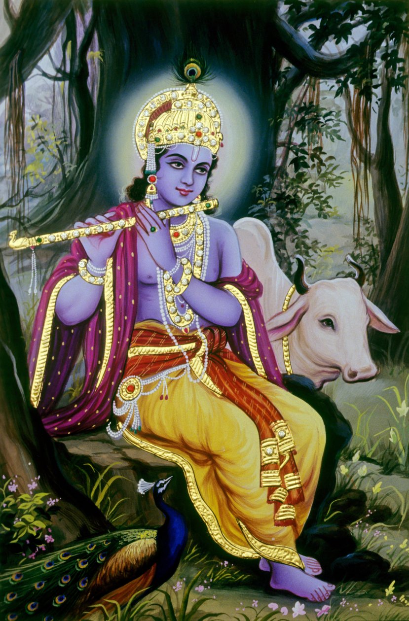 Peinture miniature de Lord Krishna, Inde - School Indian