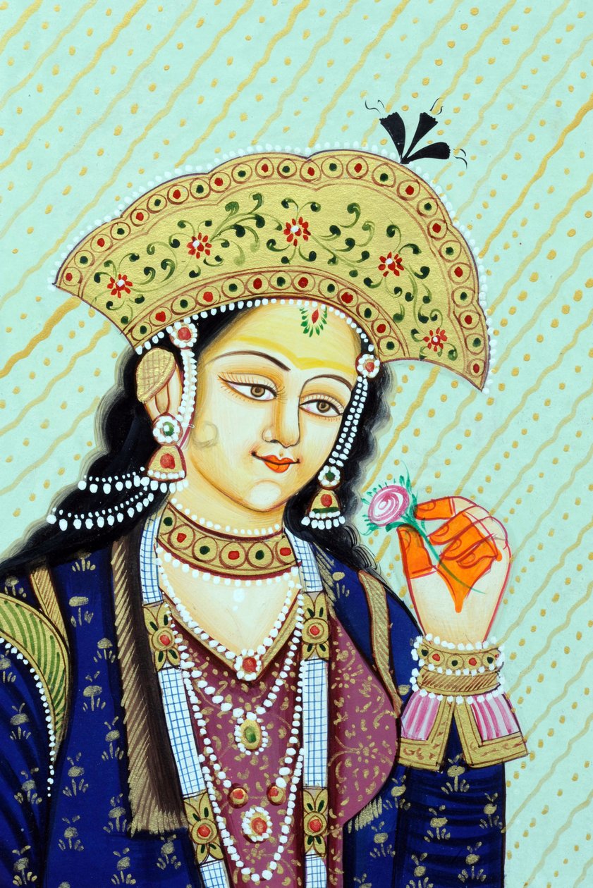 Peinture miniature de la reine moghole Mumtaz Mahal - School Indian
