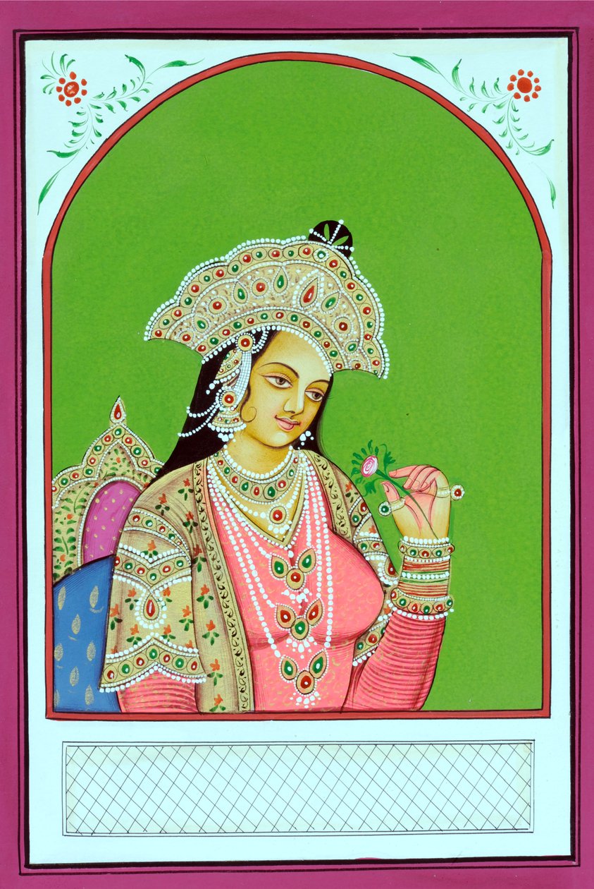 Peinture miniature de la reine moghole Mumtaz Mahal - School Indian