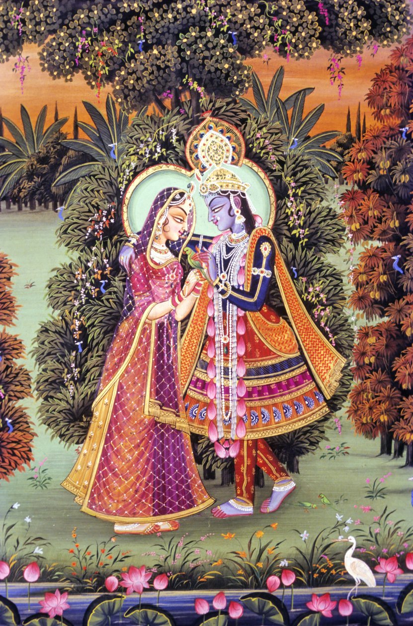 Miniature de Radha Krishna, Inde - School Indian