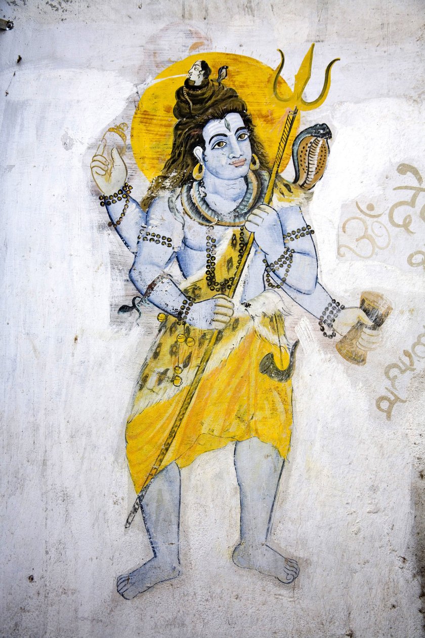 Le dieu Shiva avec un trishul - School Indian