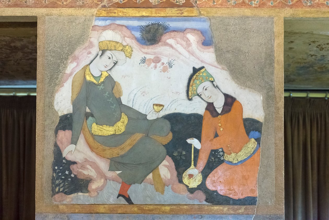 Fresque au palais de Chehel Sotoun, Ispahan, Iran - School Iranian
