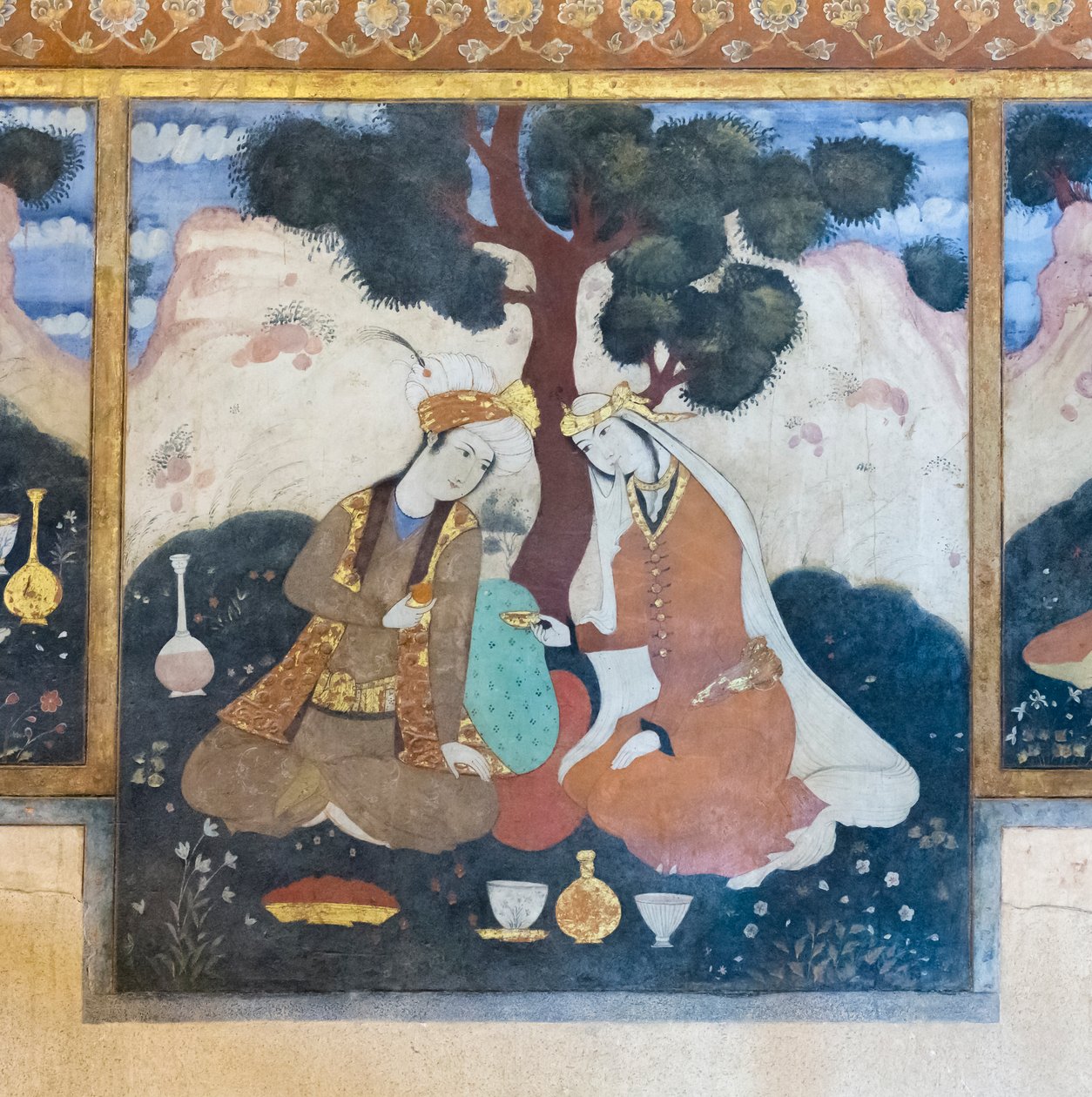 Fresque au palais de Chehel Sotoun, Esfahan, Iran - School Iranian