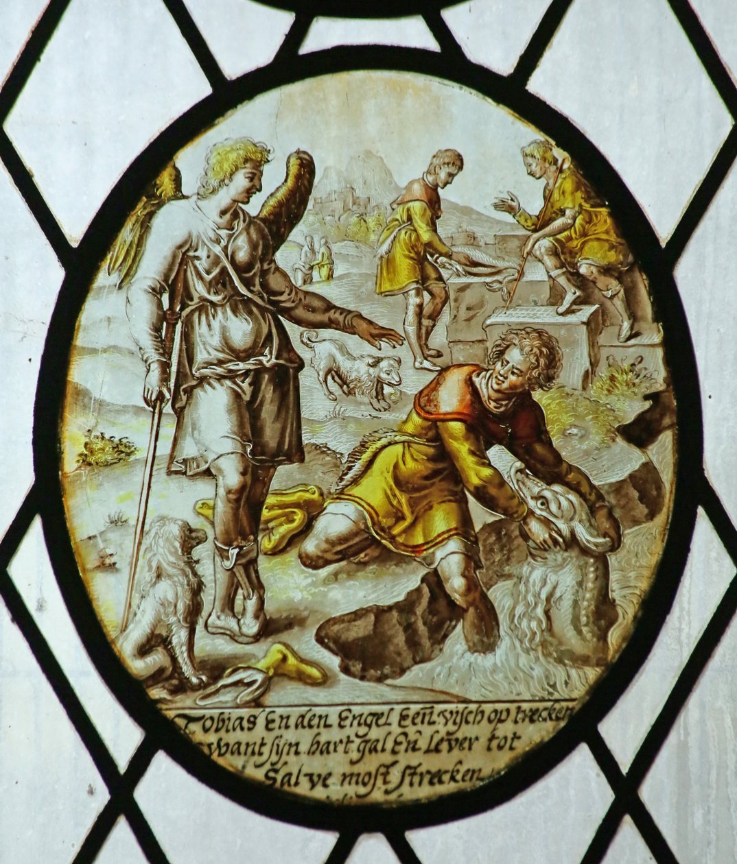 Médaillon : Tobie attrape un poisson - School Netherlandish