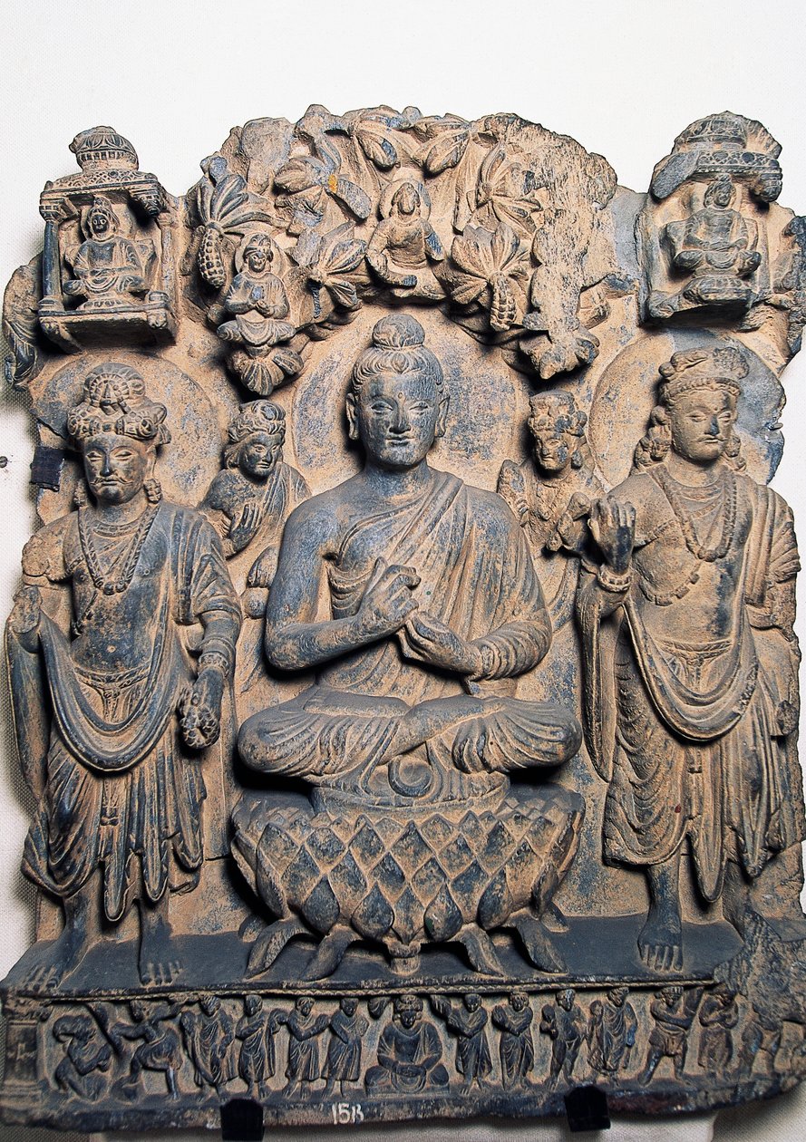 Frise représentant des Bouddhas et des divinités, Peshawar, Pakistan - School Pakistani