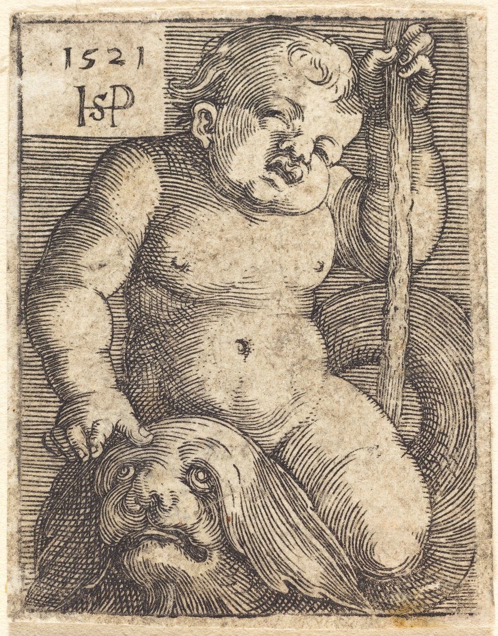Génie sur un dauphin - Sebald Beham