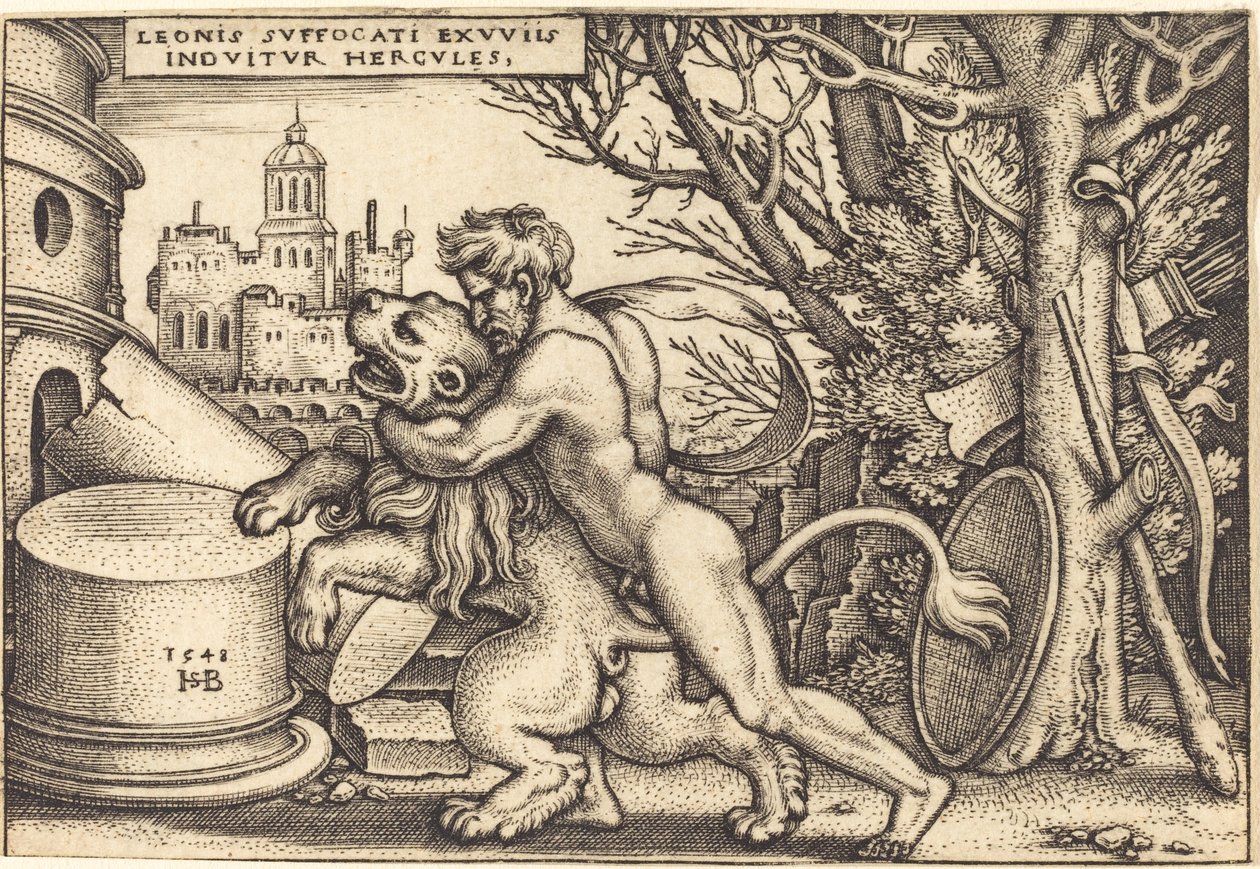 Hercule tuant le lion de Némée - Sebald Beham