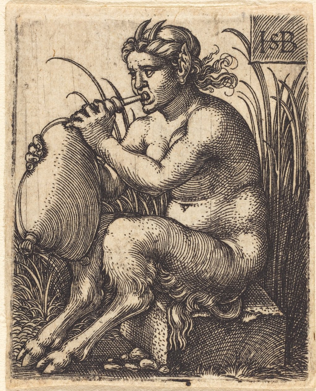 Femme satyre jouant de la cornemuse - Sebald Beham