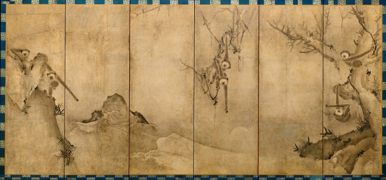 Gibbons dans un paysage, vers 1570 - Sesson Shkei