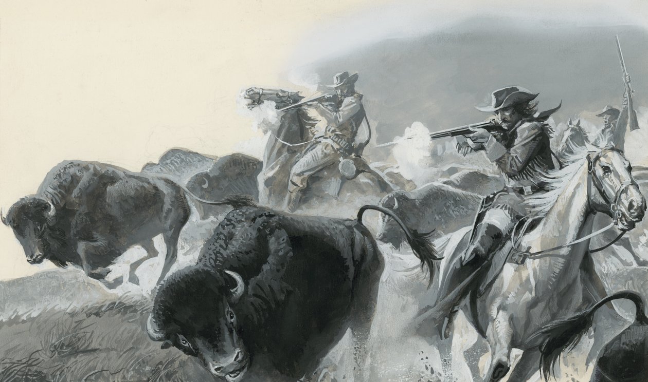 Troupeau de buffles (gouache sur papier) - Severino Baraldi