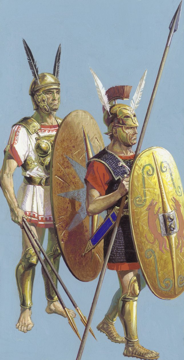 Soldats samnites et romains (gouache sur papier) - Severino Baraldi