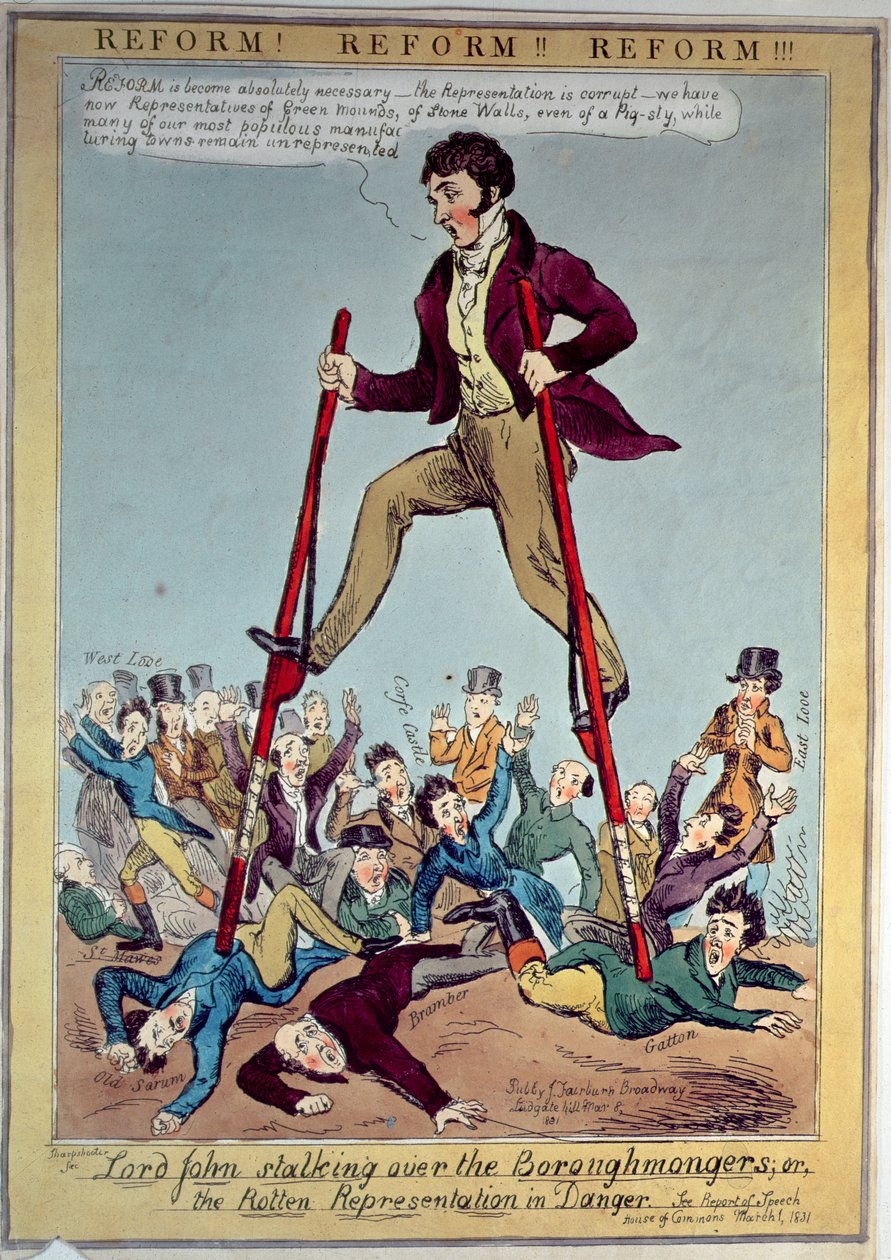 Lord John traquant les Boroughmongers, ou La Représentation Pourrie en Danger, pub. par J. Fairburn, 1831 - Sharpshooter