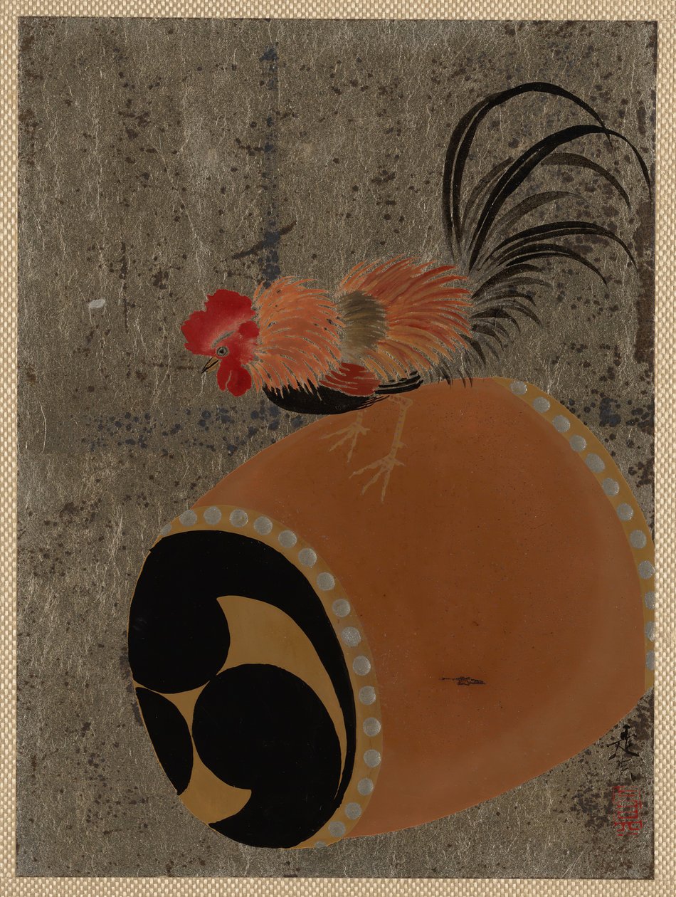 Coq sur un tambour - Shibata Zeshin
