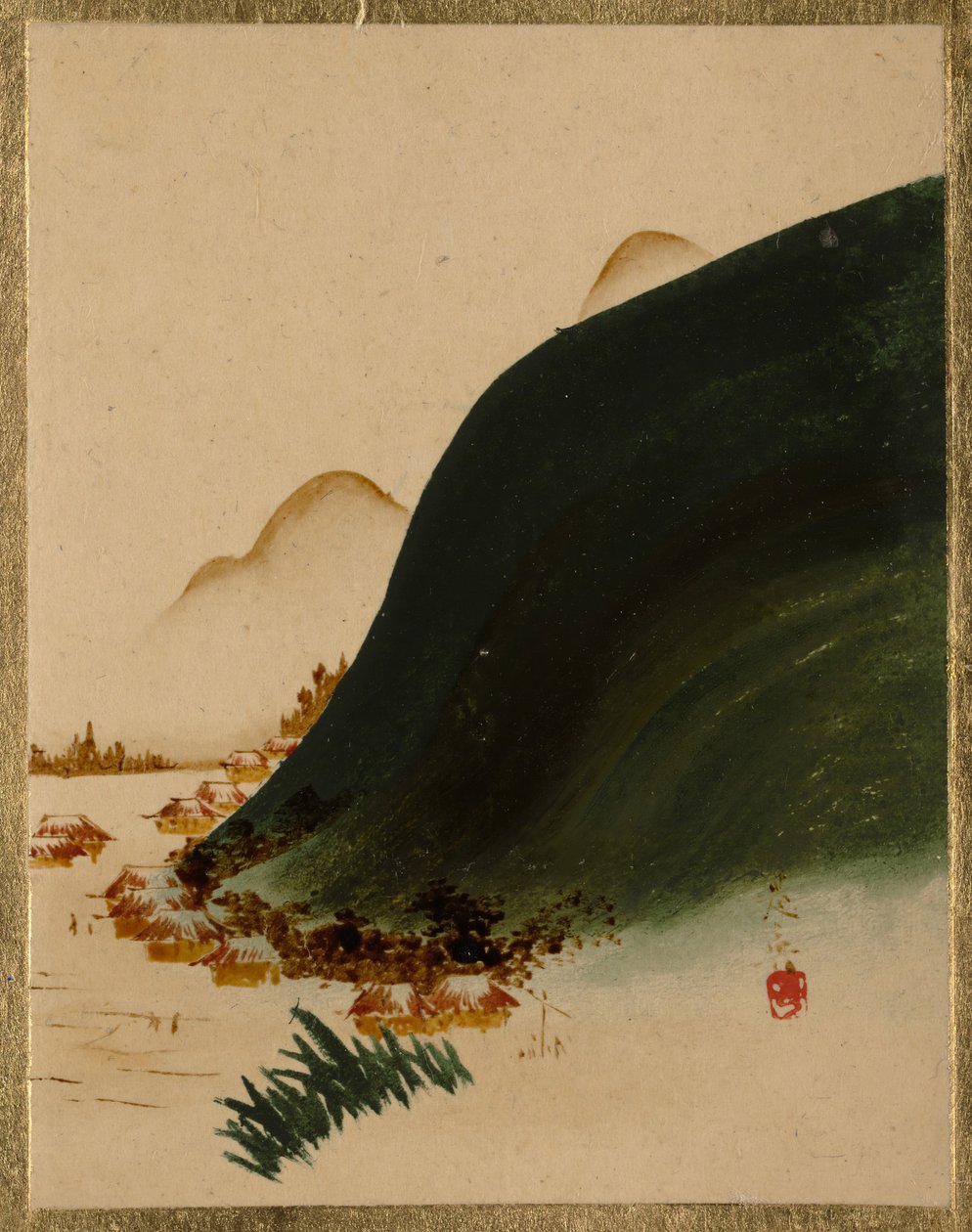 Montagnes et maisons - Shibata Zeshin