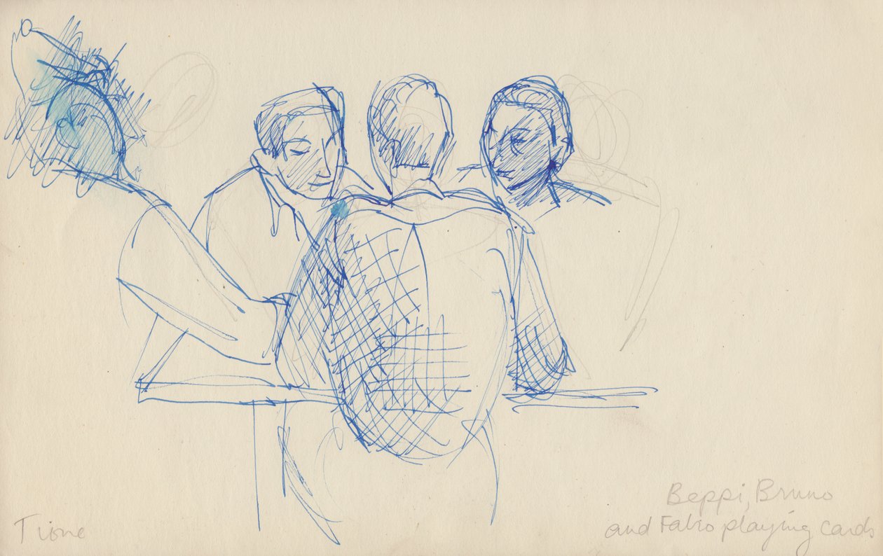 Beppi, Bruno et Fabio jouant aux cartes - Shirley Markham