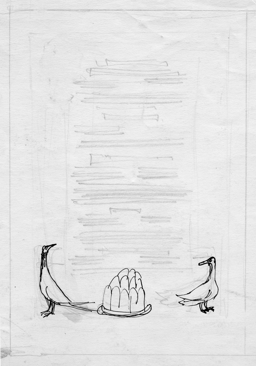 Oiseaux et gelée, design de menu, vers 1950 - Shirley Markham