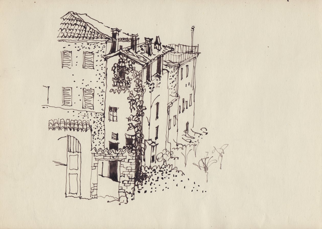 Maison avec toit mansardé, Italie, vers 1950 - Shirley Markham