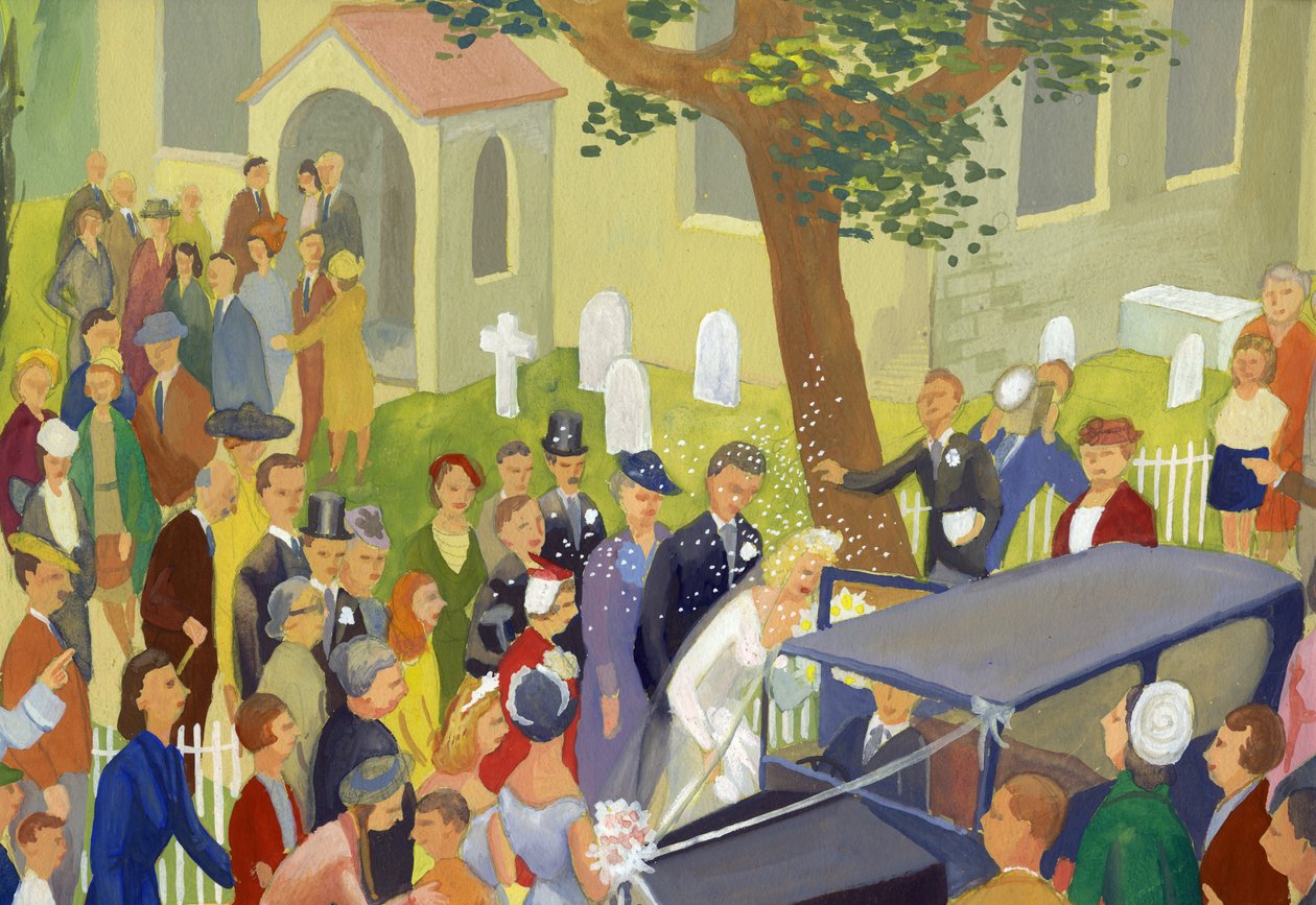 Groupe de mariage dans le cimetière, vers 1948 - Shirley Markham