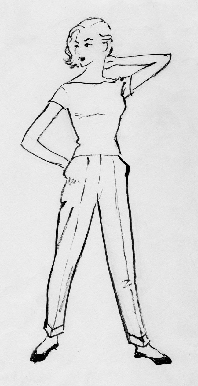 Femme en pantalon cigarette, vers 1950 - Shirley Markham