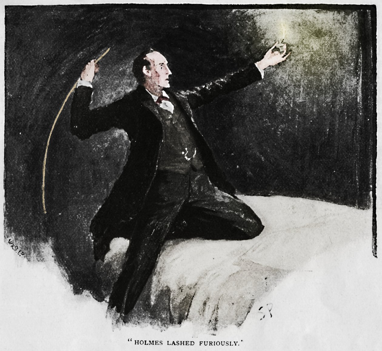 Holmes fouetté furieusement, 1892 - Sidney Paget