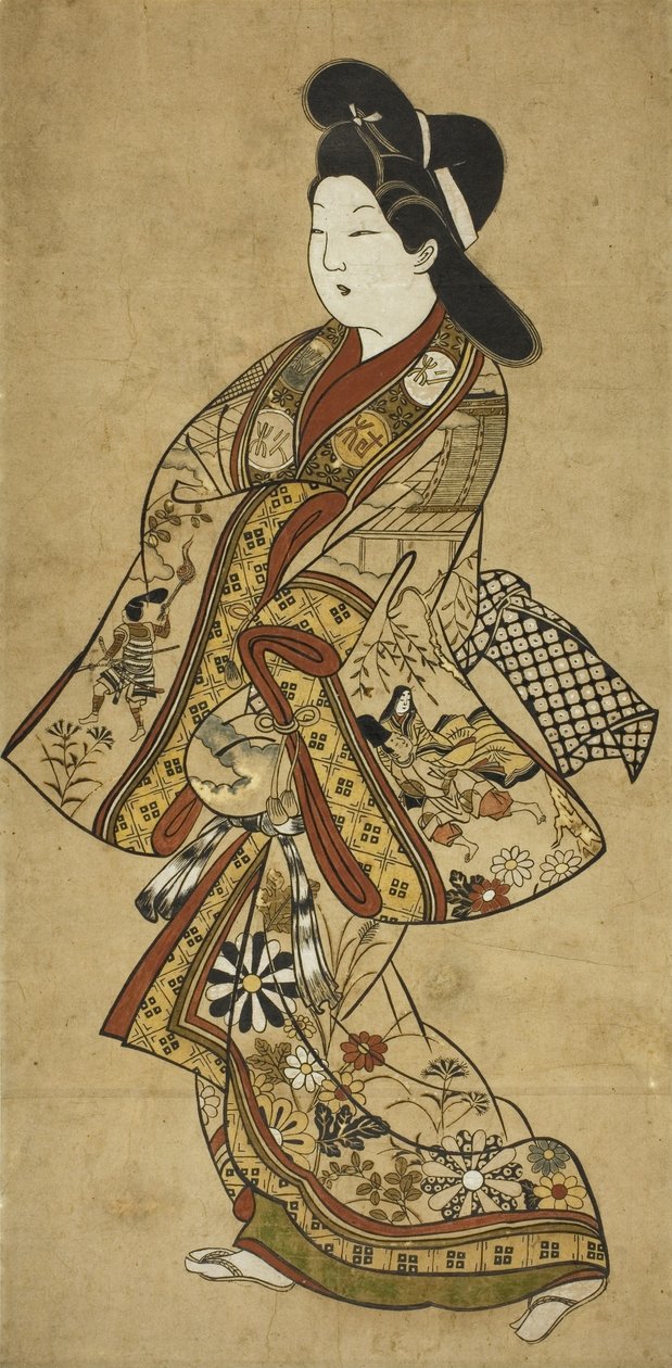 Une beauté marchant, XVIIe siècle - Sigimura Jihei
