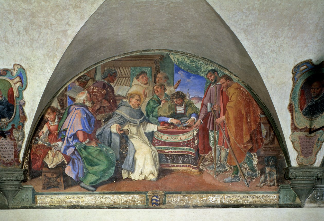 Saint Antonin chasse deux faux mendiants, lunette, 1613 - Sigismondo Coccapani