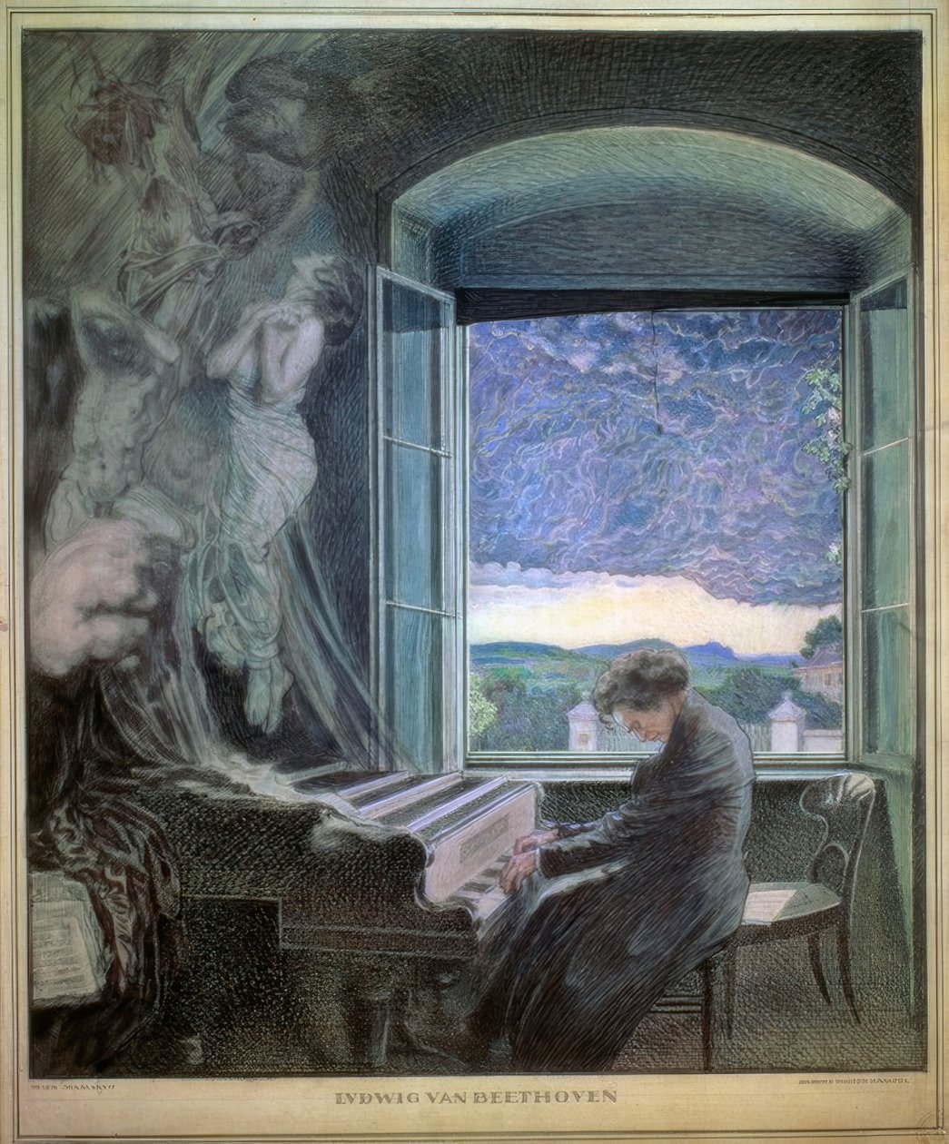 Allégorie de Beethoven en tant que génie musical - Sigmund Walter Hampel