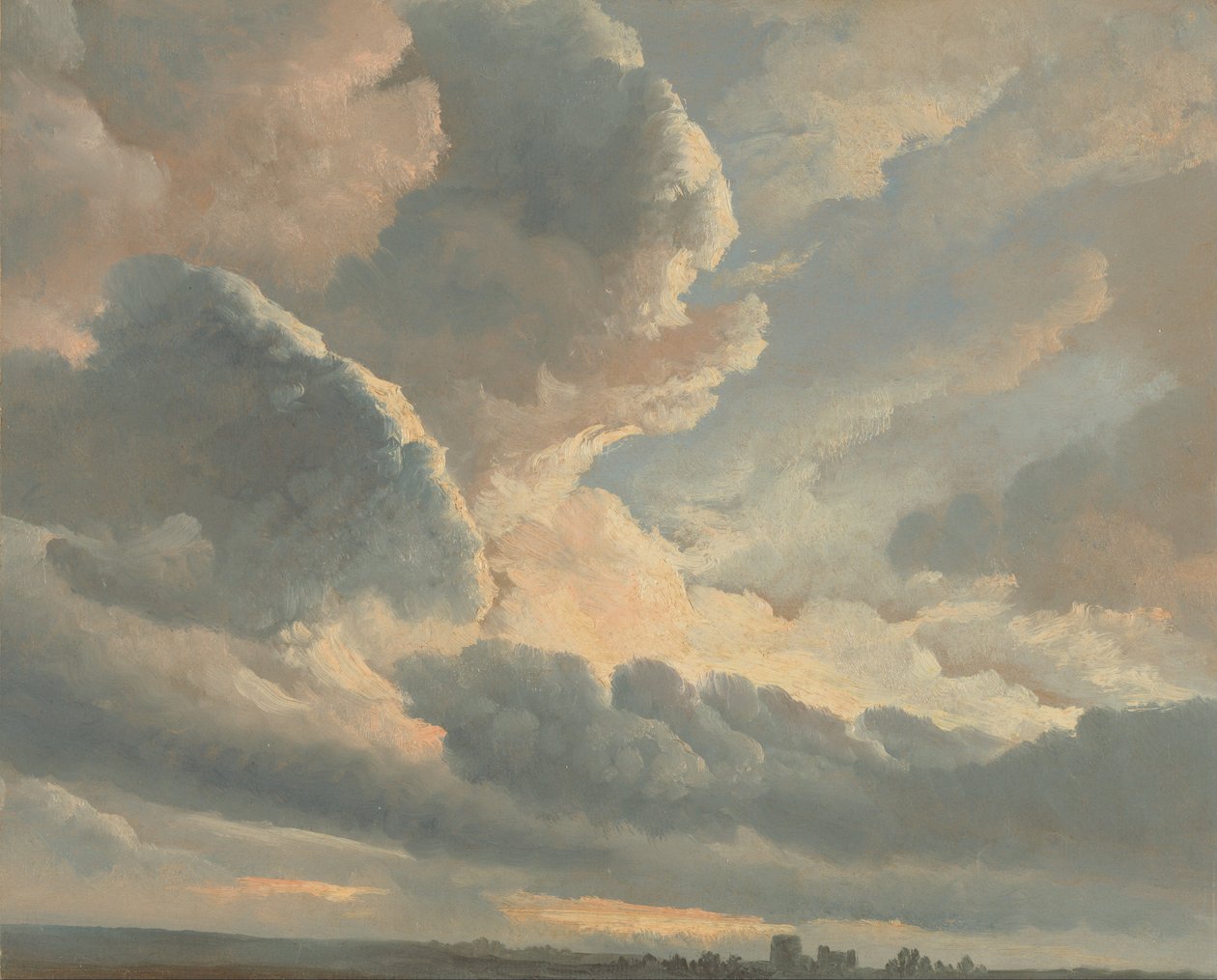 Étude de nuages avec un coucher de soleil près de Rome - Simon Alexandre Clément Denis