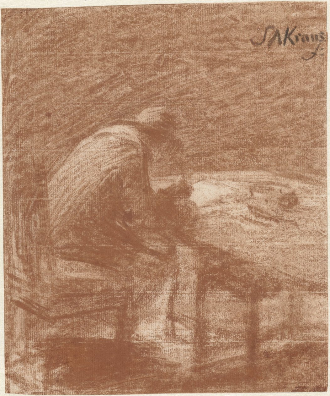 Homme écrivant à une table - Simon Andreas Krausz