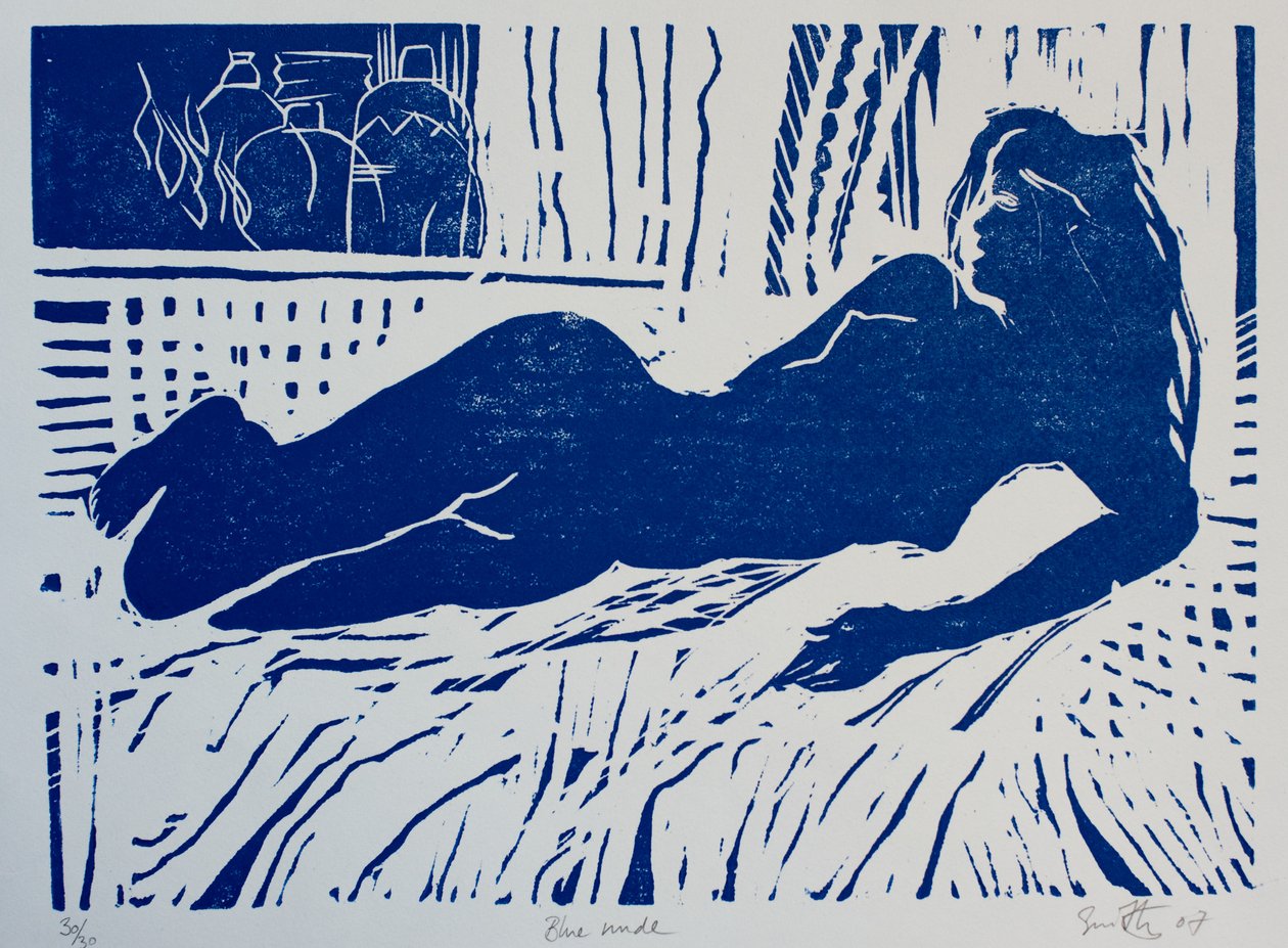 Nu bleu, 2007 (gravure sur bois) - Simon Fletcher