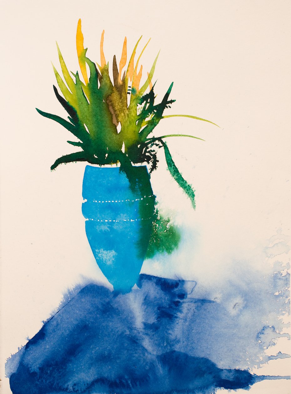 Vase bleu, 2016 (aquarelle) - Simon Fletcher