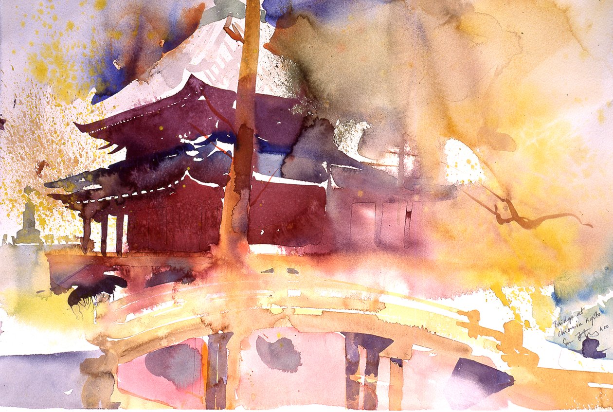 Pont à Chion à Kyoto, 2000 (aquarelle) - Simon Fletcher