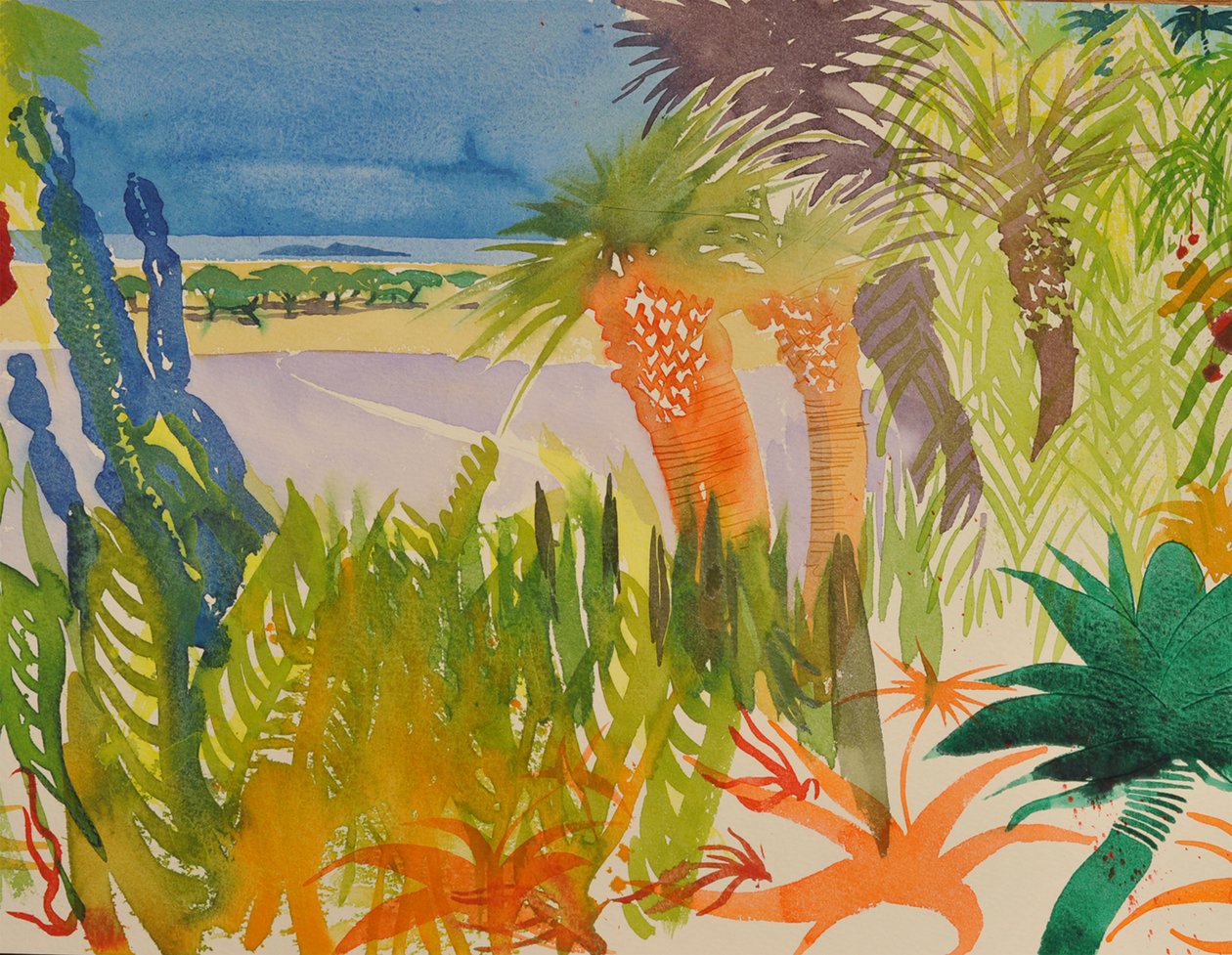 Jardin de cactus, 2016 (aquarelle) - Simon Fletcher